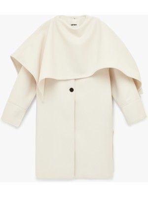 Koton Oversize Kaşe Şal Yaka Kaban Uzun Kollu Düğmeli Cepli