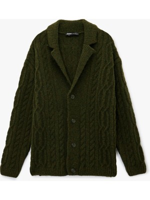 Koton Uzun Kollu V Yaka Dokulu Düğmeli Triko Hırka