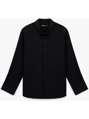 Koton Regular Fit Uzun Kollu Düğmeli Klasik Yarım Italyan Yaka Gömlek