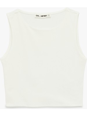 Koton Kolsuz Bisiklet Yaka Slim Fit Crop Bluz