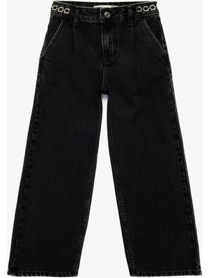 Koton Pamuklu Aksesuar Detaylı Cepli Geniş Paça Denim Pantolon - Wide Leg Jeans