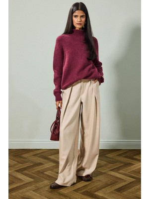 DeFacto Wide Leg Çift Cepli Yüksek Bel Düz Paça Pantolon G6074AX25AU