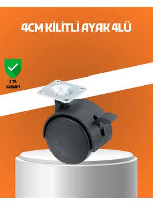 AyrStore Kilitli Mini Tekerlek Ayak 4 cm 4’lü Set