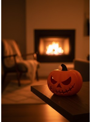 Egecen 23×15 cm Korku Temalı Balkabağı Biblo Dekoratif Ev Ofis Süs Eşyası - EC001Z-56F2A0