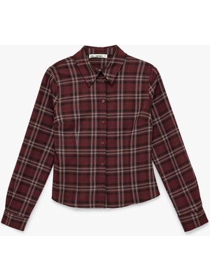 Koton Viskon Karışımlı Uzun Kollu Klasik Yaka Düğmeli Ekoseli Gömlek