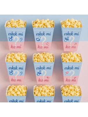 Kız Mı Erkek Mi Kutusu, 8'li Set, Baby ve Cinsiyet Partisi Için Mısır Kutuları, Mavi-Pembe