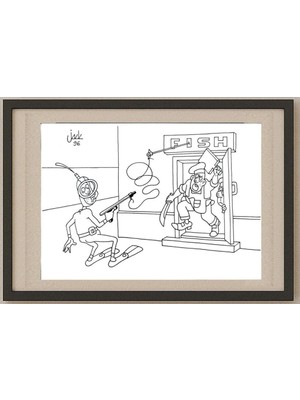 Karikatural Gennady Chegodayev 29X21CM Orijinal Karikatür Tablo