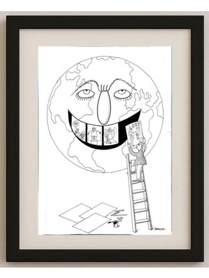 Karikatural Juli Sanchis Aguado 43X30CM Orijinal Karikatür Tablo