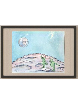 Karikatural Bossens Philippe 35X25CM Orijinal Karikatür Tablo