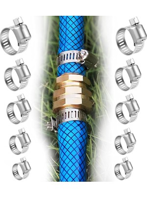 10 Parça Hortum Kelepçesi Seti | 5 Farklı Boy (8-27 Mm) | Paslanmaz/çelik Kelepçeler | Su, Hava, Yağ Hatları Için Ayarlanabilir Hortum Kelepçesi