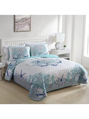Joe Coastal 3 Parça Yorgan Seti,, Beach Delight Aqua