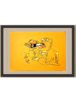 Karikatural Jan Tomaschoff 29X21CM Orijinal Karikatür Tablo