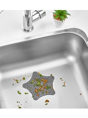 Vantuzlu Silikon Kaymaz Yıldız Süzgeç SEA114KRŞK Dekoratif Lavabo ve Küvet Süzgeci Modern Tasarım