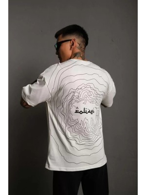 Arona Mdb Erkek Bisiklet Yakalı Irt Baskılı Oversize Thirt  Beyaz