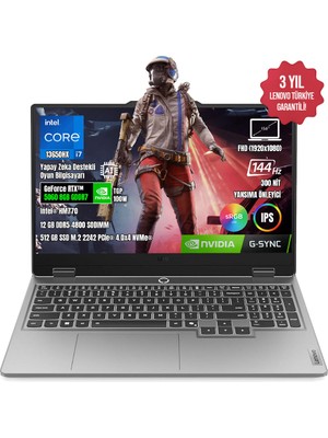 Lenovo Loq 15IRX10 83JE00ETTR I7-13650HX 12GB Ddr5 512GB SSD RTX5060-8GB 15.6" IPS 144Hz Dos
