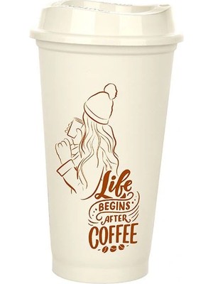 Kahve Bardağı - Kapaklı Krem 473 ml
