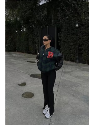 Arona Mdb Pötikare Desen Nakışlı Kolej Ceket  Haki