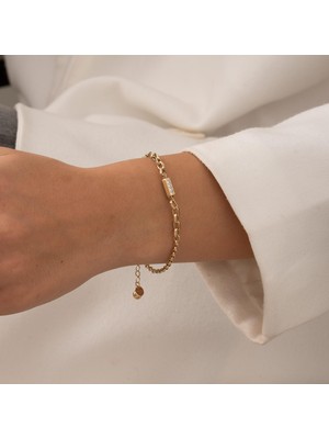 Hakan Mücevherat Taşlı Spor Model 14 Ayar Altın Bileklik