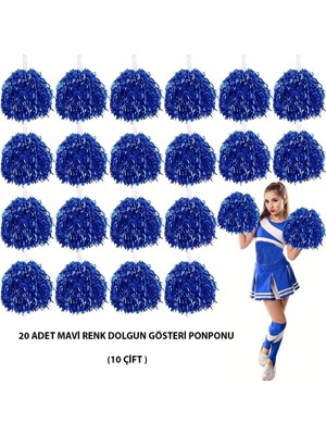 AyrStore 10 Çift ( 20 Adet ) Mavi Renk 23 Nisan 19 Mayıs 29 Ekim Okul Gösteri Ponponları