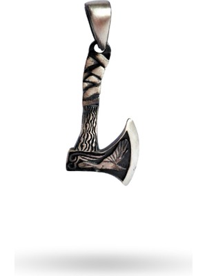 Keskin Gümüş 925 Ayar Gümüş Iskandinav Tarzı Balta Kartal Figürlü Trend Erkek Kolye Ucu