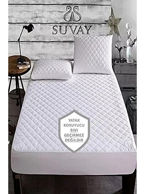 Suvay Kapitone Fitted Yatak Koruyucu Alez Tek ve Çift Kişilik Kapitoneli Pamuklu Yatak Alezi 9 Farklı Ebat (90X190)
