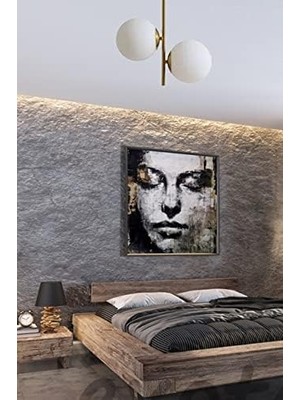 Fer Avize Vitaly 2 Li Modern Spor Beyaz Glop Camlı Salon - Mutfak - Yatak Odası Eskitme Avize