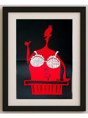 Karikatural Wan Bo Yuan 43X30CM Orijinal Karikatür Tablo