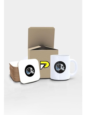 Kahve Içen Iskeletor Tasarımlı Baskılı Kupa Bardak Seti, Eğlenceli Özel Hediye Mug