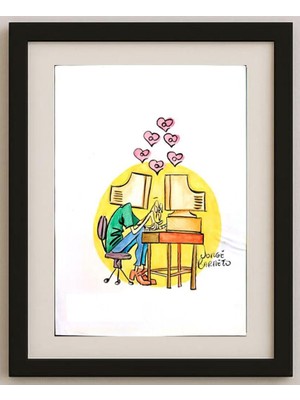 Karikatural Jorge Barreto 29X21CM Orijinal Karikatür Tablo