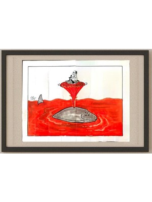 Karikatural Padala Srinivasulu 46X35CM Orijinal Karikatür Tablo