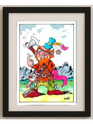 Karikatural Don Campbell 29X21CM Orijinal Karikatür Tablo