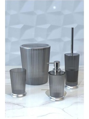 MSAS0825MGNELY 4lü Banyo Seti, Şeffaf Mat Gümüş Kaplama