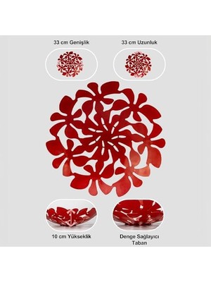 Lin Metal Daisy Dekoratif Tabak, Meyvelik 33 cm LN1246R