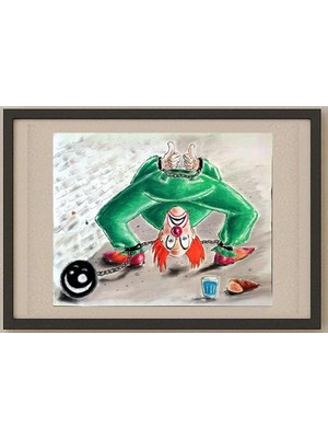 Karikatural Vincent Etienne 45X35CM Orijinal Karikatür Tablo