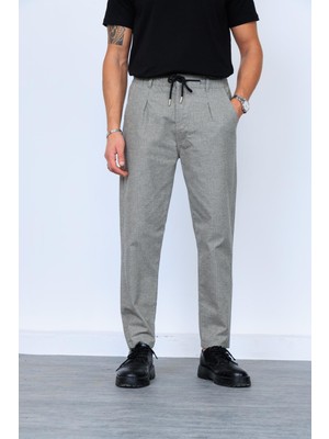 Megalomans Açık Haki Önü Düğmeli Beli Lastikli Yünlü Pantolon