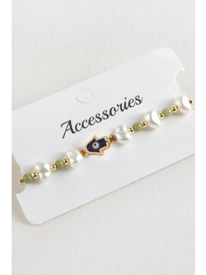 Marsilyan Ftm Ana Eli Boncuk Inci Makrome Ip Bileklik