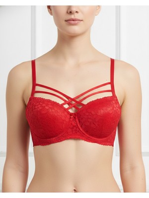 Ebru Silikonlu Destekli Dantelli Çapraz Çift Ipli Sütyen