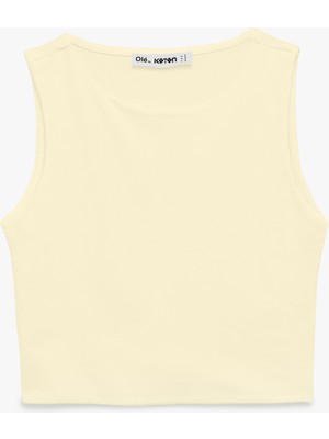 Koton Kolsuz Bisiklet Yaka Slim Fit Crop Bluz