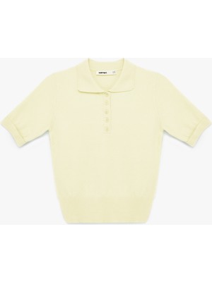 Koton Düğmeli Kısa Kollu Polo Yaka Triko Kazak