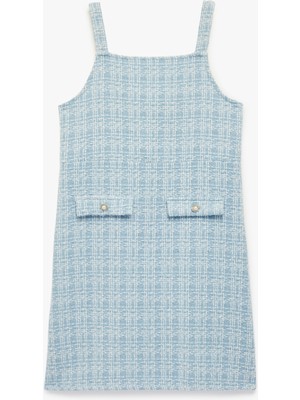 Koton Kare Yaka Cep Detaylı Tüvit Jile Elbise