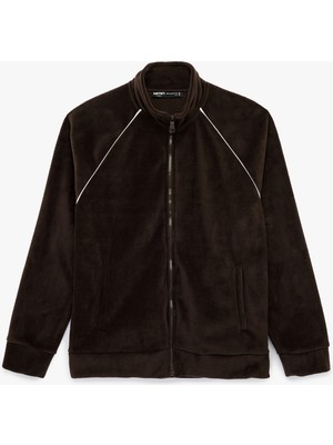 Koton Uzun Kollu Cepli Fermuarlı Dik Yaka Polar Hırka