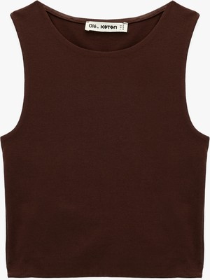 Koton Kolsuz Bisiklet Yaka Slim Fit Crop Bluz