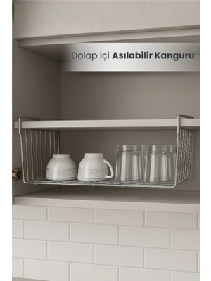 Orvila Dolap Düzenleyici Kanguru Organizer - Asılabilir Havlupan Düzenleyici Banyo Mutfak Düzenleyici - Krom