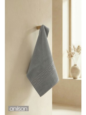 Anılsan Greek Gri El Havlusu - 50x90 Cm, 225 Gr, %100 Pamuk, Spa Ve Otel Havlusu