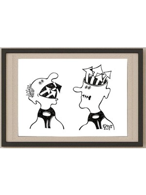 Karikatural Mohammed Effat 25X18CM Orijinal Karikatür Tablo