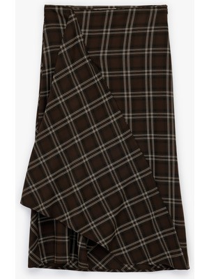 Koton Normal Bel A Kesim Kareli Uzun Etek