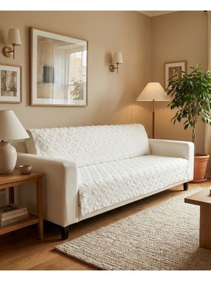Şönil Bohem Kutu Desen Kaymaz Koltuk Örtüsü 180X220 cm | 3 Kişilik Kanepe, Çekyat Örtüsü