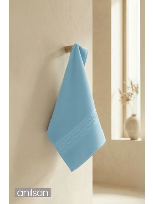Anılsan Mavi Greek El Havlusu - 50x90 Cm, 225 Gr, %100 Pamuk, Spa Ve Otel Havlusu