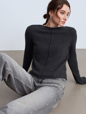 Dilvin 10855 Kayık Yaka Kazak-Antrasit