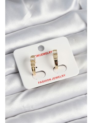 Ayder Timya Pirinç Gold Renk Zirkon Taşlı Vintage Kadın Küpe (Timya/1395) 194215